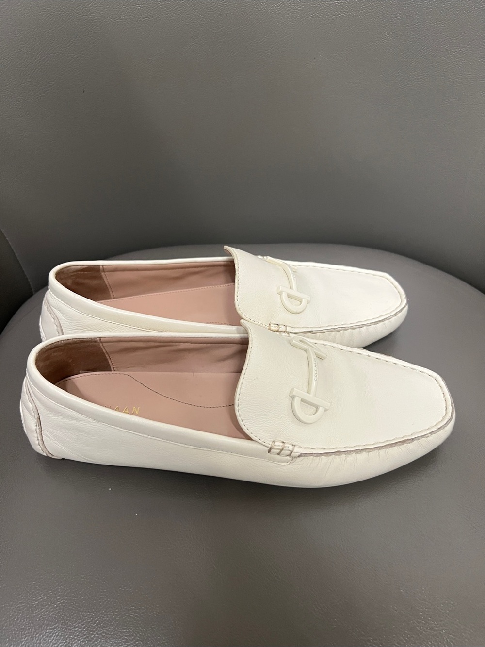Cole Haan Women's Cream Leather Bit Loafers - Picture 2 of 4